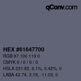 Farbcode: HEX #61647700 | qconv.com