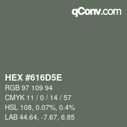 Color code: HEX #616D5E | qconv.com