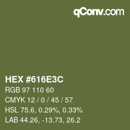 Color code: HEX #616E3C | qconv.com