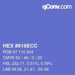 Color code: HEX #616ECC | qconv.com