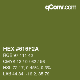颜色代码: HEX #616F2A | qconv.com