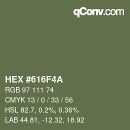カラーコード: HEX #616F4A | qconv.com