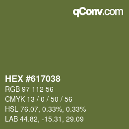 Color code: HEX #617038 | qconv.com