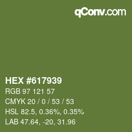 Color code: HEX #617939 | qconv.com