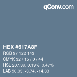 颜色代码: HEX #617A8F | qconv.com