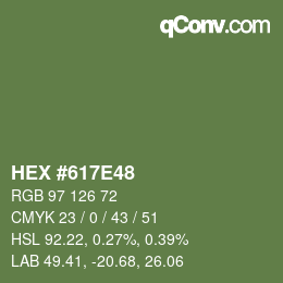 カラーコード: HEX #617E48 | qconv.com
