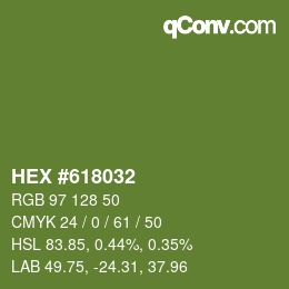 颜色代码: HEX #618032 | qconv.com