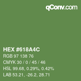 Color code: HEX #618A4C | qconv.com