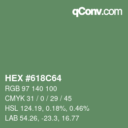 Farbcode: HEX #618C64 | qconv.com