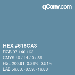 Farbcode: HEX #618CA3 | qconv.com