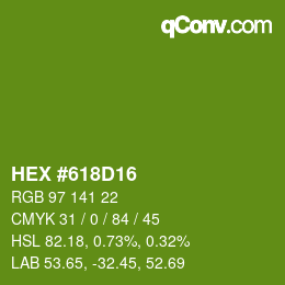 Color code: HEX #618D16 | qconv.com