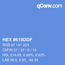 Farbcode: HEX #618DDF | qconv.com