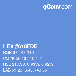 カラーコード: HEX #618FDB | qconv.com