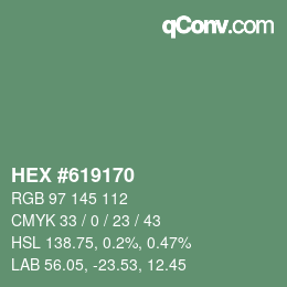 Code couleur: HEX #619170 | qconv.com