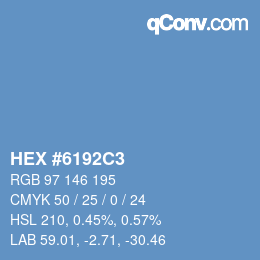 颜色代码: HEX #6192C3 | qconv.com
