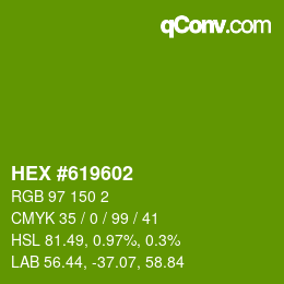 颜色代码: HEX #619602 | qconv.com