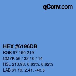 カラーコード: HEX #6196DB | qconv.com