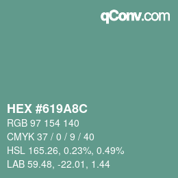 Color code: HEX #619A8C | qconv.com