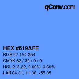 Color code: HEX #619AFE | qconv.com