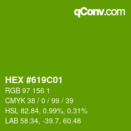 Código de color: HEX #619C01 | qconv.com