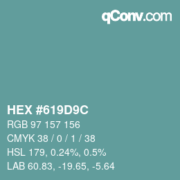Color code: HEX #619D9C | qconv.com