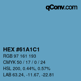 カラーコード: HEX #61A1C1 | qconv.com