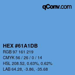 颜色代码: HEX #61A1DB | qconv.com