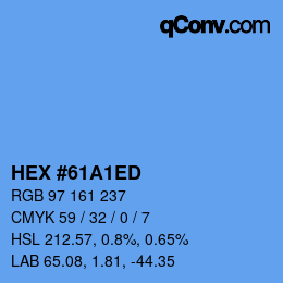 カラーコード: HEX #61A1ED | qconv.com