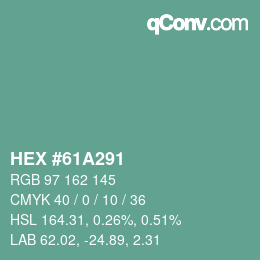 カラーコード: HEX #61A291 | qconv.com
