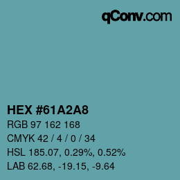 カラーコード: HEX #61A2A8 | qconv.com