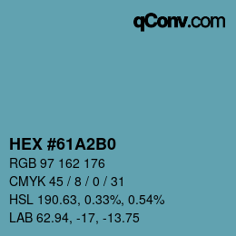 カラーコード: HEX #61A2B0 | qconv.com