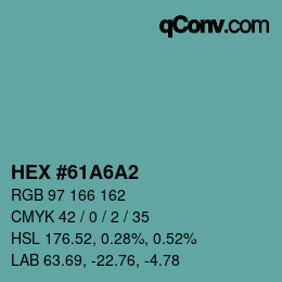 カラーコード: HEX #61A6A2 | qconv.com