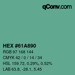 カラーコード: HEX #61A890 | qconv.com