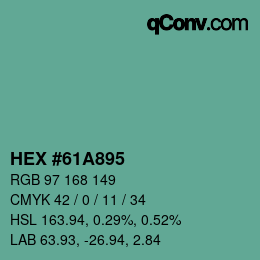 Código de color: HEX #61A895 | qconv.com