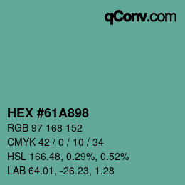 颜色代码: HEX #61A898 | qconv.com