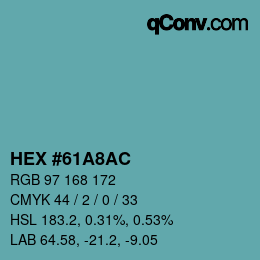 カラーコード: HEX #61A8AC | qconv.com