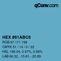 カラーコード: HEX #61ABC6 | qconv.com