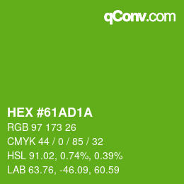 颜色代码: HEX #61AD1A | qconv.com