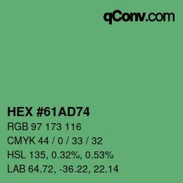カラーコード: HEX #61AD74 | qconv.com