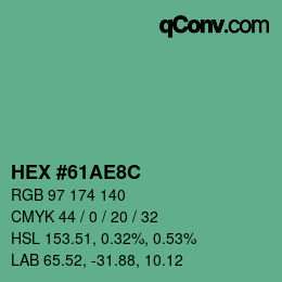 カラーコード: HEX #61AE8C | qconv.com