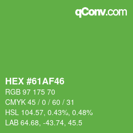 Farbcode: HEX #61AF46 | qconv.com
