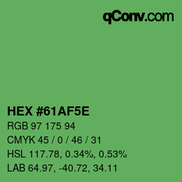 カラーコード: HEX #61AF5E | qconv.com