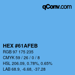 Color code: HEX #61AFEB | qconv.com