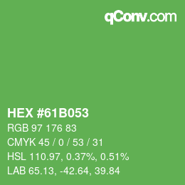 カラーコード: HEX #61B053 | qconv.com