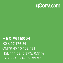 颜色代码: HEX #61B054 | qconv.com