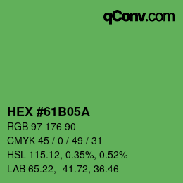 カラーコード: HEX #61B05A | qconv.com