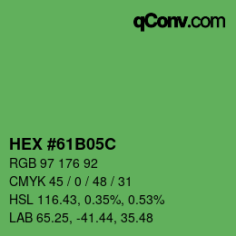 Color code: HEX #61B05C | qconv.com