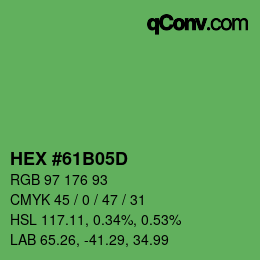 Color code: HEX #61B05D | qconv.com