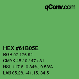Color code: HEX #61B05E | qconv.com
