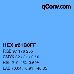 颜色代码: HEX #61B0FF | qconv.com